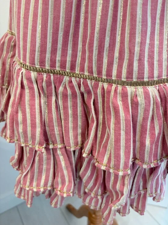 Misa Los Angeles Pink & White Striped Tiered Ruffle Mini Dress - Picture 6 of 10